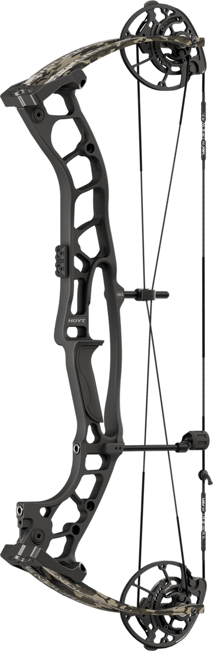 Hoyt Enduro Value Package Hunting Compound Bow - Blackout with Mossy Oak Bottomland Limbs