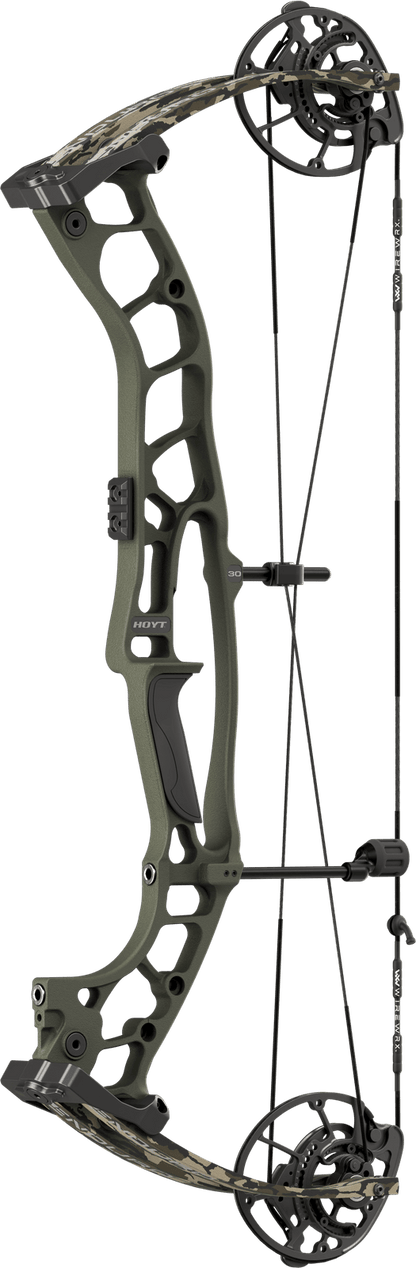 Hoyt Enduro Value Package Hunting Compound Bow - Wilderness with Mossy Oak Bottomland Limbs